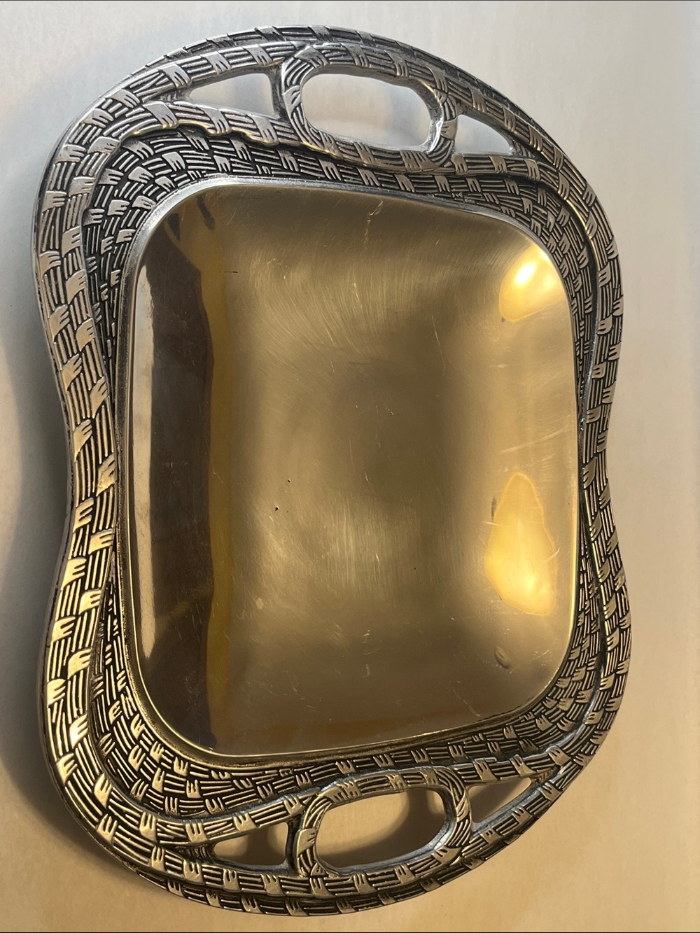 Discontinued Wilton Armetale Large Sweetgrass Rectangular Tray w/Handles